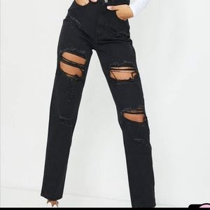 Pretty Little Thing distressed mom jeans